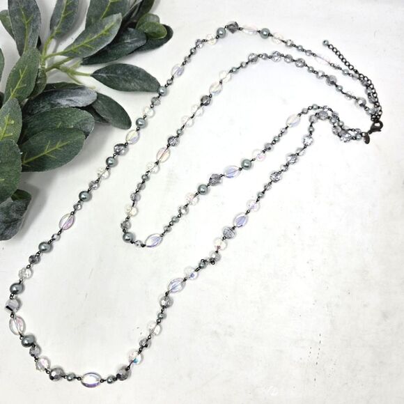 CHICO'S Double Strand AB Glazed Beaded Necklace - Picture 1 of 7